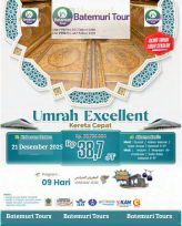 Paket Umrah Akhir Tahun , Umrah Libur Sekolah , Umrah Excellent, Kereta Cepat , Umrah 1447H / 2025M, Khazzanah -Btt,  09  hari , Keberangkatan 21 Desember  2025